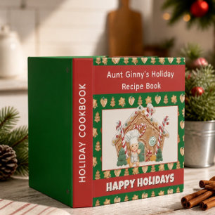 Custom Christmas Gingerbread Holiday Recipe Book Binder