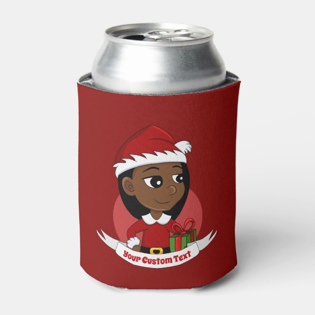 Custom christmas girl cartoon can cooler (Can Front)