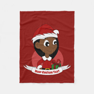 Custom christmas girl cartoon fleece blanket