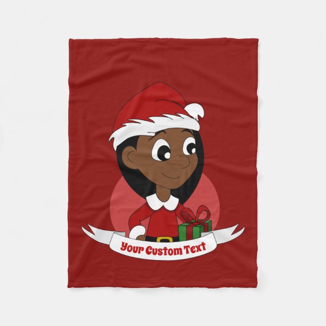 Custom christmas girl cartoon fleece blanket (Front)