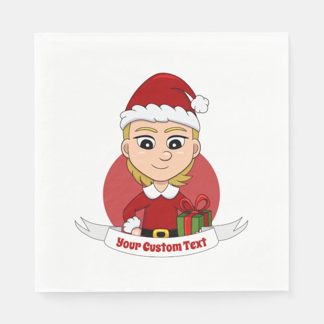 Custom christmas girl cartoon napkins (Front)