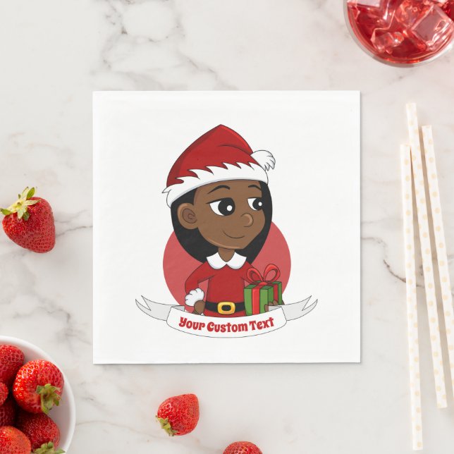Custom christmas girl cartoon napkins (Insitu)