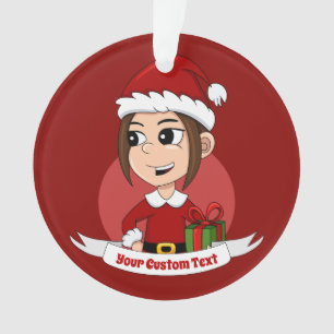 Custom christmas girl cartoon ornament