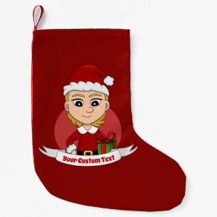 Custom christmas girl cartoon small christmas stoc stocking
