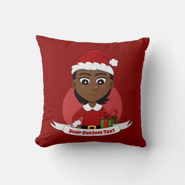 Custom christmas girl cartoon throw pillow (Front)