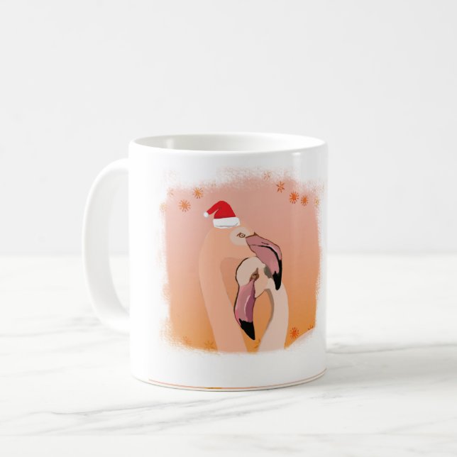 Custom Christmas &  Happy  New Year Flamingo Coffee Mug (Front Left)