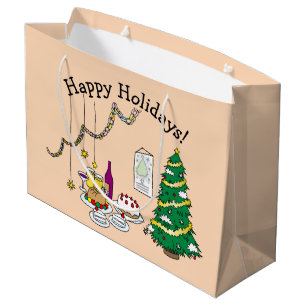 Custom Christmas Holiday Fun Cute Party Large Gift Bag