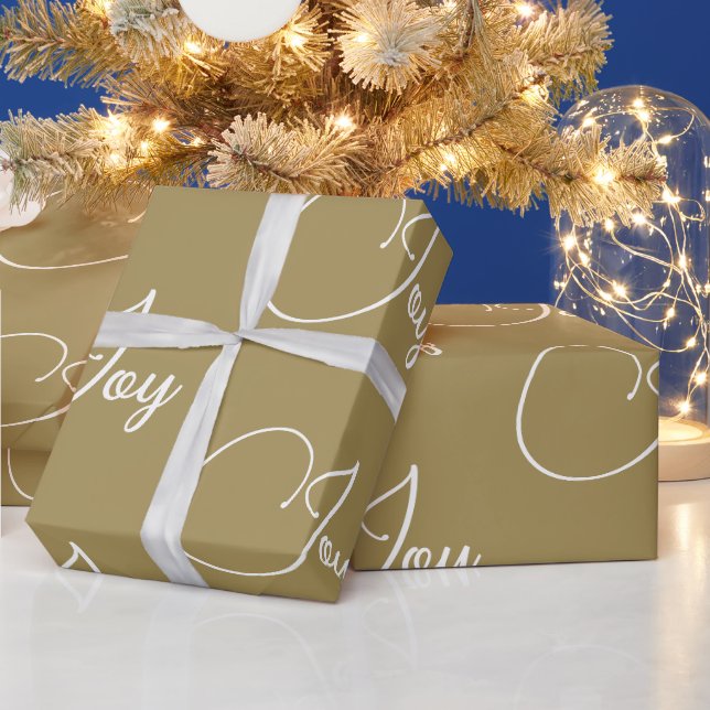 Custom Christmas Holiday Greeting Gold Colour Joy Wrapping Paper (Holidays)