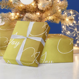 Custom Christmas Holiday Greeting Gold Colour Joy Wrapping Paper