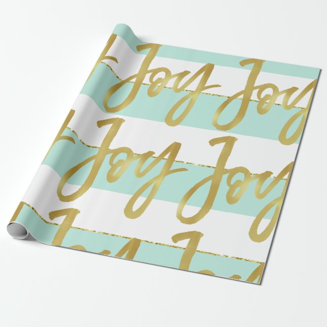 Custom Christmas Holiday Greeting  Mint Joy. Wrapping Paper (Unrolled)