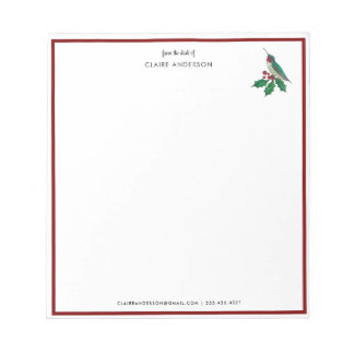 Custom Christmas Hummingbird Notepad