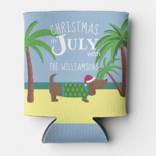 Custom Christmas in July Party Can Cooler