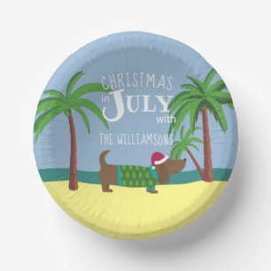 Custom Christmas in July Party Paper Plate