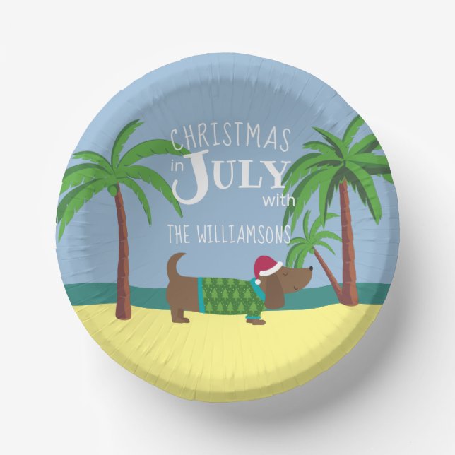 Custom Christmas in July Party  Paper Plate (Front)