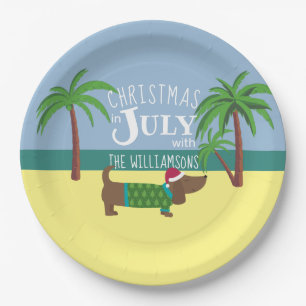 Custom Christmas in July Party Paper Plate