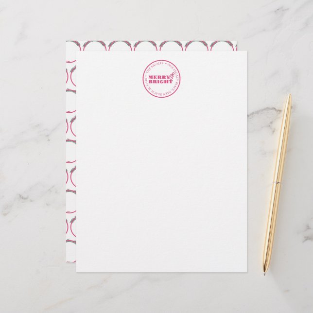 Custom Christmas Letterhead Design Pink (Front/Back In Situ)