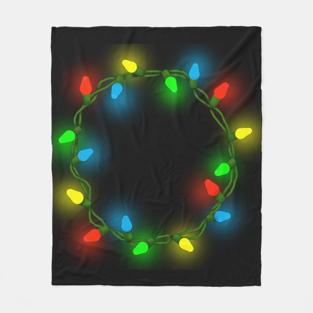 Custom Christmas Lights Fleece Blanket (Front)