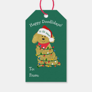 Custom Christmas Lights Goldendoodle Gift Tags
