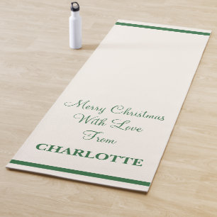 Custom Christmas Mistletoe Green Snow White Script Yoga Mat