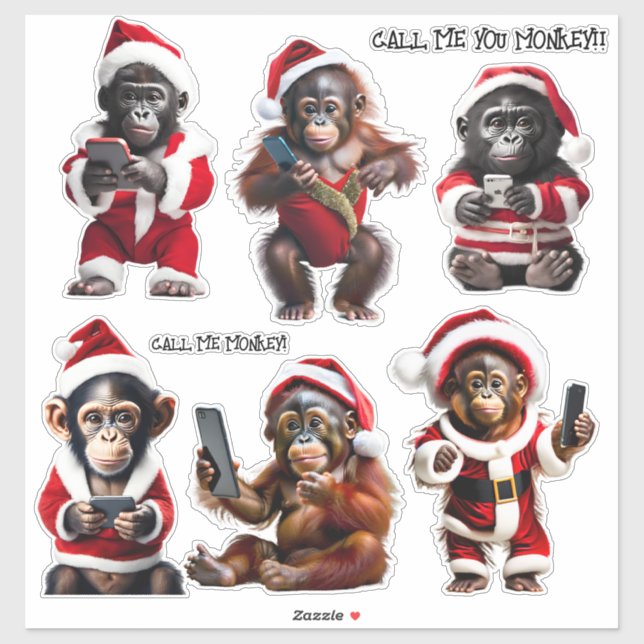 Custom Christmas Monkey Primate Ape Funny Call Me  (Sheet)