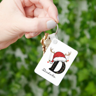 Custom Christmas Monogram Keychain for Friends