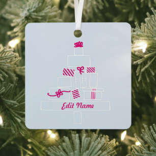 Custom Christmas Name & Photo Metal Ornament