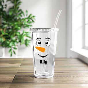 Custom christmas   Name & Snowman Face    Acrylic  Acrylic Tumbler