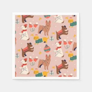 Custom Christmas Napkins with cute dogs