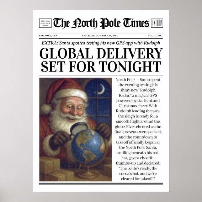 Custom Christmas Newspaper Decor, Funny Christmas Poster (Front)