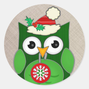 Custom Christmas Owl Classic Round Sticker