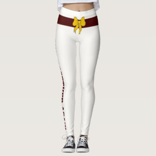 Custom Christmas Oxblood Champagne Gold Bow Cream Leggings