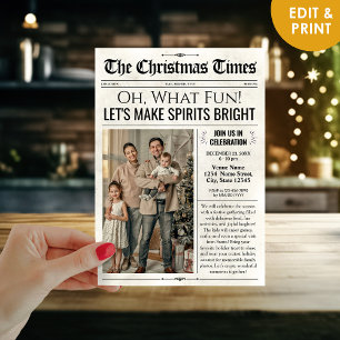 Custom Christmas Party Invitation Newspaper Invite