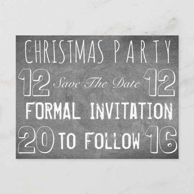 Custom Christmas Party Save The Date Chalkboard Announcement Postcard (Front)