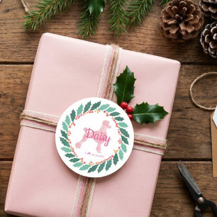 Custom Christmas  Pastel Pink Poodle Sticker