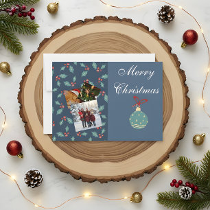 Custom Christmas Photo Card with Family & Cat 