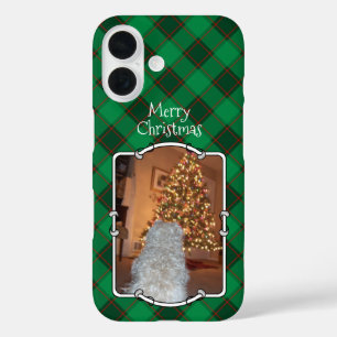 Custom Christmas Photo Frame Red and Green Plaid iPhone 16 Case