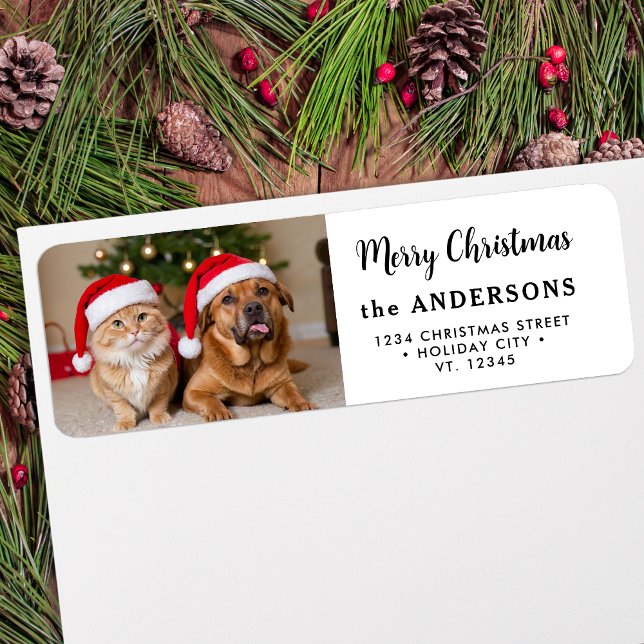 Custom Christmas Photo Modern Return Address (Creator Uploaded)