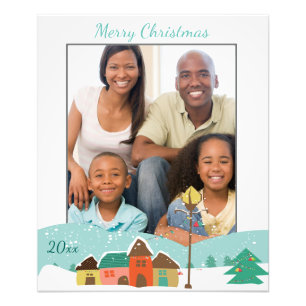 Custom Christmas Photo Print with Village Scene