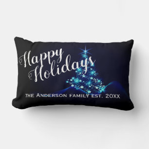 custom Christmas pillow blue tree design