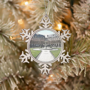 Custom Christmas Place Des Vosges Paris Snowflake Pewter Christmas Ornament
