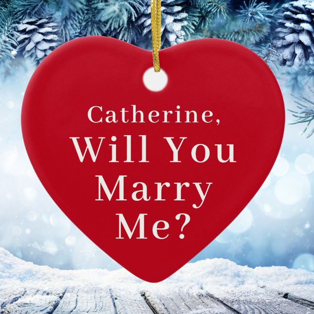 Custom Christmas Proposal Will You Marry Me Red Ceramic Ornament (Custom Christmas Proposal Will You Marry Me Red Ceramic Ornament
)