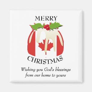 Custom Christmas Pudding Patriotic CANADA FLAG Magnet