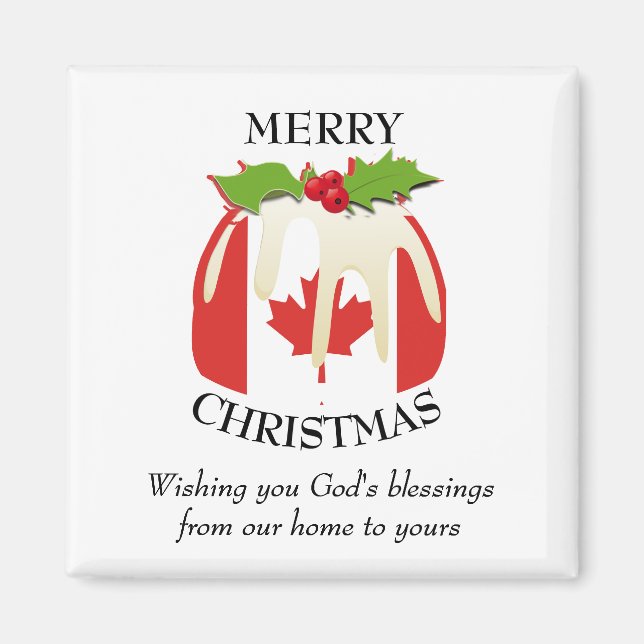 Custom Christmas Pudding Patriotic CANADA FLAG Magnet (Front)