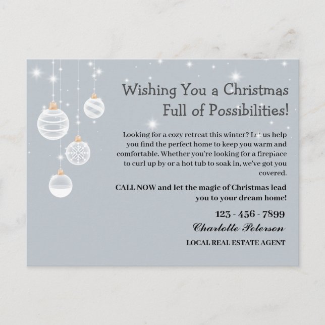 Custom Christmas Real Estate Marketing Farming  Holiday Postcard (Front)