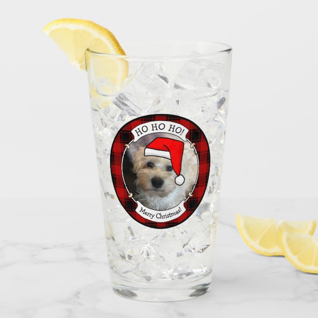 Custom Christmas Red and Black Plaid 2 Photo Frame Glass (Front Ice)