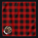 Custom Christmas Red and Black Plaid Photo Frame Bandana<br><div class="desc">Fun Christmas holiday photo frame template with a red plaid pattern background. Copyright © Angi Laframboise.</div>