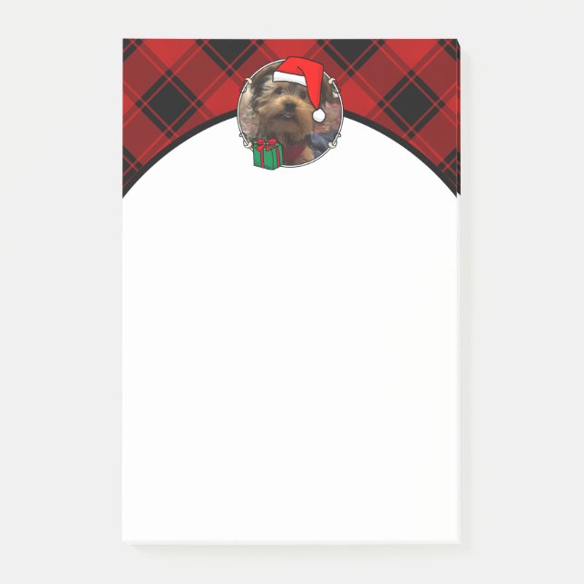 Custom Christmas Red and Black Plaid Photo Frame Post-it Notes (Front)