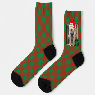 Custom Christmas Red and Black Plaid Photo Frame Socks