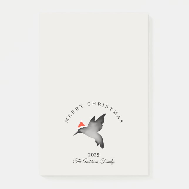 Custom Christmas red gray santa hummingbird Post-it Notes (Front)