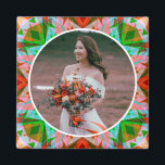 Custom Christmas Red Green Wedding Anniversary Magnet<br><div class="desc">Custom Red Green Christmas Star Wedding Marriage Photo Magnet Gift. Personalize this by adding your own photo. A warm colours bright red and vibrant green modern geometric pattern starburst surrounds the photo of the bride, groom, or the happy couple. A merry dopamine decor personalized gift to display in your whimsical...</div>